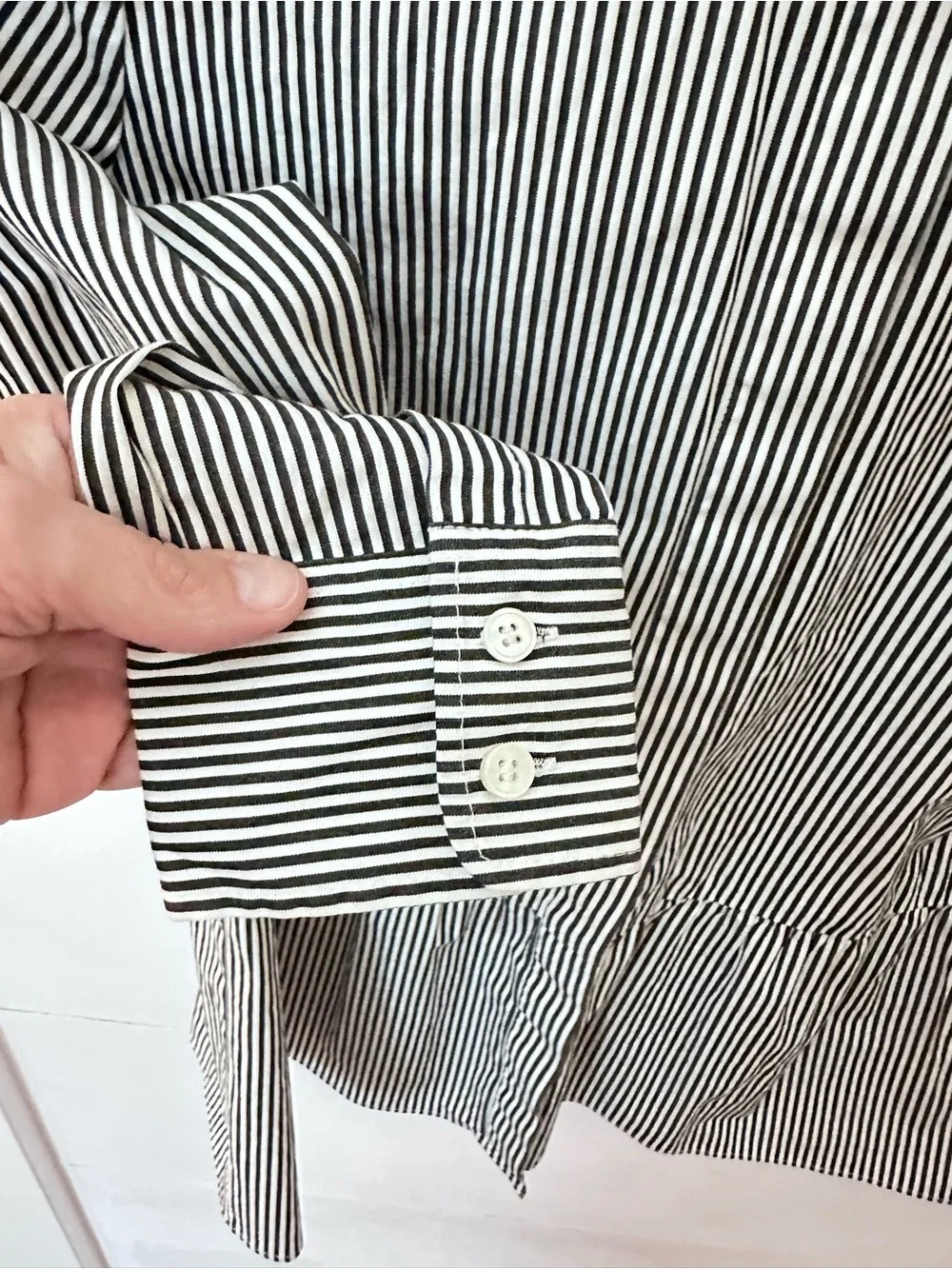 J Crew 4 striped peplum ruffle waist hidden button cotton button down workwear